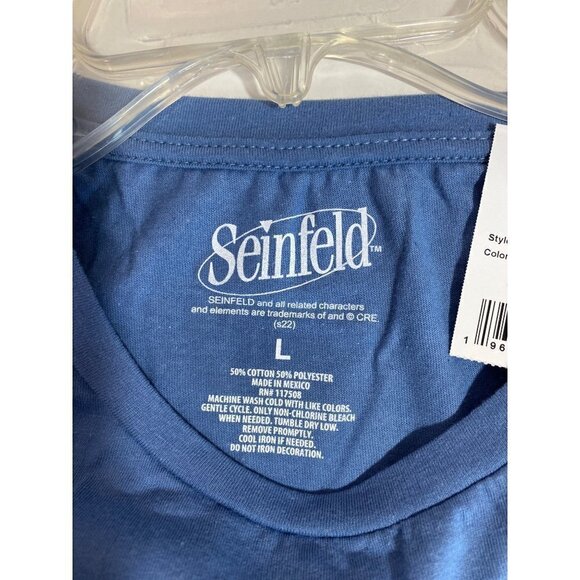 New Seinfeld Graphic T-Shirt Short Sleeves Blue Women's Size Large NWT - Picture 6 of 6